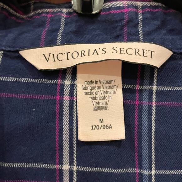 Victoria's Secret Sleepwear Womens Medium Blue Plaid PJ Top Check - Picture 2 of 4